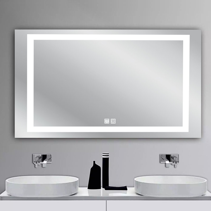 Wrought Studio Ebonie Modern Frameless Lighted Bathroom Mirror Wayfair.ca